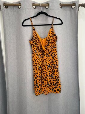 House of Harlow 1960 Orange and Black Leopard Slip Dress